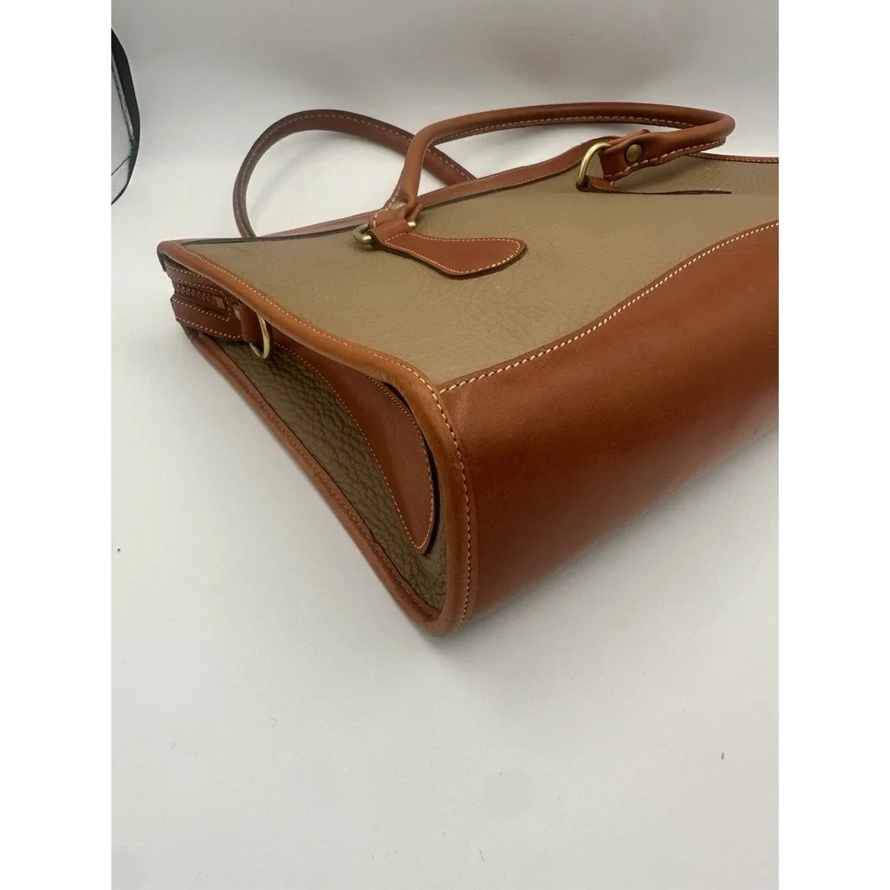 Dooney & Bourke Vintage Beige AWL Pebbled Leather Satchel Handbag